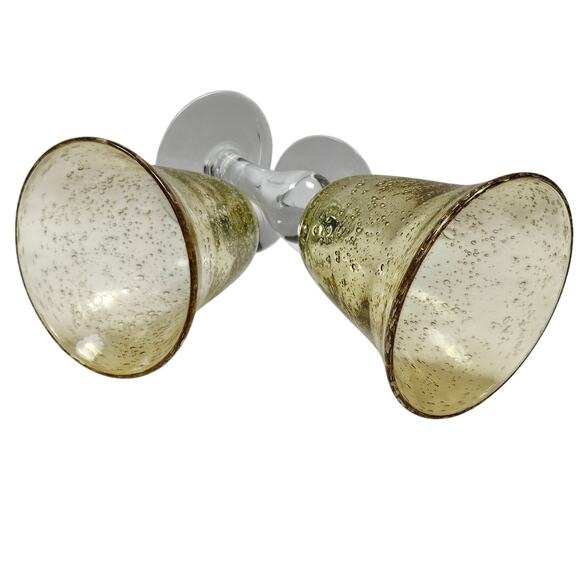 2 Artland Amber Margarita Wine Water Glasses Goblet Handblown Controlled Bubbles - Picture 9 of 9